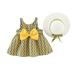 Loopsun Toddler Girl Dress Crew Neck Sleeveless Floral Printing Mini Dress with Hat Two-piece Suit Yellow