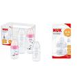 NUK First Choice+ Babyflaschen Starter Set | 0–6 Monate | 4 Flaschen mit Temperature Control & Flaschenbox | BPA-frei | 5-teilig | rosa & First Choice+ Anti-Colic-Trinksauger Silikon
