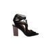 Kaari Blue Heels: Black Print Shoes - Women's Size 7 1/2 - Open Toe