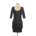 Minkpink Cocktail Dress - Bodycon Scoop Neck 3/4 sleeves: Black Dresses - Women's Size Medium