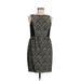 Ann Taylor LOFT Casual Dress - Sheath: Black Damask Dresses - Women's Size 6 Petite