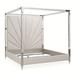 Michael Amini Lanterna Cal. King Channel Tufted Canopy Bed - Silver Mist Upholstered/Polyester in Gray/White | 82.25 H x 78.75 W x 93.5 D in | Wayfair