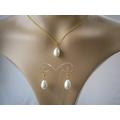 Pearl Drop Earrings & Necklace Jewellery Set For Women Brides Bridesmaids Gift Weddings Proms