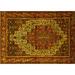 Brown/Yellow 108 x 72 x 0.08 in Area Rug - Bungalow Rose Traditional 1942 Yellow Machine Washable Area Rugs /Chenille | Wayfair
