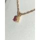 Ruby, 5x3mm Pear Shape Gemstone Handset in 14Kt Gold Pendant With 18 Inch Gold-Filled Light Rope Necklace