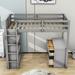 Haseenah 4 Drawer Loft Bed w/ Shelves by Harriet Bee Metal in Gray | 66 H x 40 W x 81 D in | Wayfair 21DB0DE3FCAA43F59E2B037E566A66FC