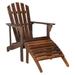 Tcbosik Folding Wooden Outdoor Chair with Footstool Stylish Low Profile Wood Lounge Chair Adirondack Chair for The Patio Porch Lawn Garden or Home Furniture Carbonized Color