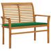 Tomshoo Patio Bench with Green Cushion 44.1 Solid Teak Wood