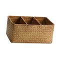 Wicker Storage Basket Rattan Basket Desk Picnic Basket Decorative Handmade Desk Organizer Straw for Bedroom Bathroom Farmhouse Organizing 28.5cmx18.5cmx13cm