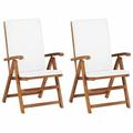 Dcenta Reclining Patio Chairs with Cushions 2 pcs Solid Teak Wood Cream