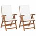 Dcenta Reclining Patio Chairs with Cushions 2 pcs Solid Teak Wood Cream