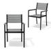 Crestlive Products Set of 2 Dining Chairs Aluminum Restaurant Chair with Arm Gray