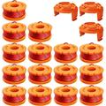 NOGIS 18 Pcs Replacement Trimmer Spool for Worx 0.065 Inch Diameter Trimmer String Weed Eater Refils and WA6531 Spool Cap Covers Compatible with Worx Weed Eater(15 Trimmer Lines+3 Spool Caps)