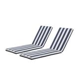 Outdoor Indoor Chaise Lounge Cushion 74.4 x22.05 x2.76 Lounge Chair Cushion Replacement Patio Furniture Cushion 2 PCS Blue striped(Iron frame not included)