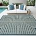 HR Waterproof Geometric Striped Outdoor Rug: Stain/Fade-Resistant Blue/Gray and Multicolor