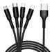 Multi USB Charging Cable 1-Pack Retractable 3 in 1 Fast Charger Cord 3A (Total) 3.6 FT with IP/TP-C/Micro-USB Port for Most Cell Phones/Tablets/Samsung Galaxy/Pixel/Sony/LG