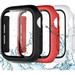 Waterproof Case Compatible with Apple Watch 44mm iWatch SE Series 6 5 4 with Tempered Film Screen Protector 3 Pack Full Protective Hard PC Scratch Resistant Face Cover Black/Red/White 44mm