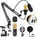 Zerone 7PCS BM800 Condenser Microphone Kits Condenser Microphone with Shock Mount Anti-shock Foam Cap Adjustable Stand For Broadcast Webcast Recording Professional Sing Equipment