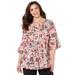 Plus Size Women's GEORGETTE PINTUCK BLOUSE by Catherines in Neutral Painterly Floral (Size 1X)