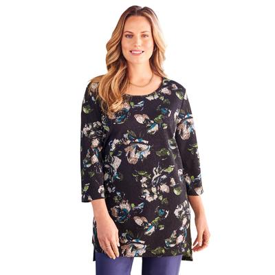 Plus Size Women's Scoopneck High-Low Tunic by Catherines in Navy Graphic Flower (Size 6X)
