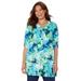 Plus Size Women's UPTOWN TUNIC BLOUSE by Catherines in Dark Sapphire Painterly Floral (Size 2XWP)