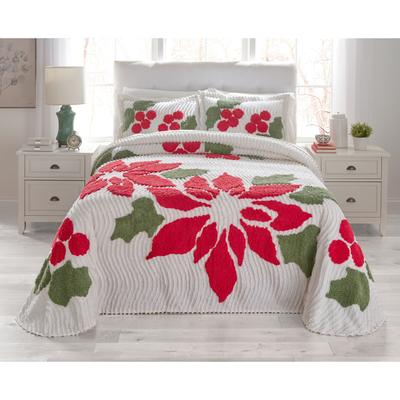 Bloom Chenille Bedspread by BrylaneHome in Poinsettia (Size KING) Floral Bedding Colorful Flowers