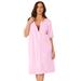 Plus Size Women's Satin Trim Cotton Sleepshirt by Dreams & Co. in Pink Stripe Heart (Size 3X/4X) Nightgown