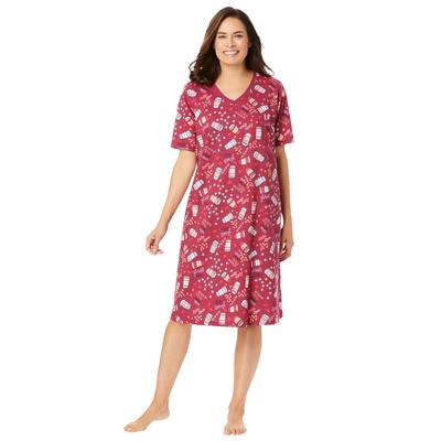 Plus Size Women's Print Sleepshirt by Dreams & Co. in Pomegranate Coffee Cup (Size 3X/4X) Nightgown