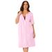 Plus Size Women's Satin Trim Cotton Sleepshirt by Dreams & Co. in Pink Stripe Heart (Size M/L) Nightgown