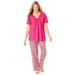 Plus Size Women's Embroidered Short-Sleeve Sleep Top by Catherines in Raspberry Sorbet (Size 5X)