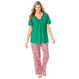 Plus Size Women's Embroidered Short-Sleeve Sleep Top by Catherines in Tropical Emerald (Size M)