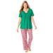 Plus Size Women's Embroidered Short-Sleeve Sleep Top by Catherines in Tropical Emerald (Size L)