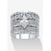 Women's 3 Piece 3.38 Tcw Marquise Cubic Zirconia Platinum-Plated Bridal Ring Set by PalmBeach Jewelry in White (Size 6)
