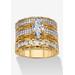 Women's 3 Piece 3.38 Tcw Marquise Cubic Zirconia 14K Yellow Gold-Plated Bridal Ring Set by PalmBeach Jewelry in Gold (Size 10)
