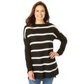 Plus Size Women's Striped Sweater by Woman Within in Black Marine Stripe (Size 1X)