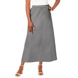 Plus Size Women's Stretch Denim Jegging Skirt by Jessica London in Grey Denim (Size 26) Flared Stretch Denim w/ Vertical Seams