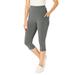 Plus Size Women's Pocket Capri Legging by Woman Within in Medium Heather Grey (Size 2X)