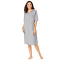 Plus Size Women's Satin Trim Cotton Sleepshirt by Dreams & Co. in Heather Grey Scroll Heart (Size 3X/4X) Nightgown