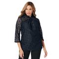 Plus Size Women's Lace Twist Top by Jessica London in Black (Size S)