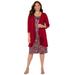 Plus Size Women's Soft Knit Jacket Dress by Catherines in Rich Burgundy Watercolor Paisley (Size 0X)