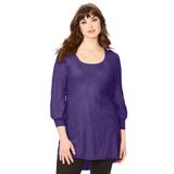 Plus Size Women's Textured Square Neck Sweater by Roaman's in Purple Bias Chevron (Size 30/32)