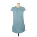 Shein Casual Dress - Shift Crew Neck Short sleeves: Teal Print Dresses - Women's Size Medium