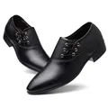 Oxfords – chaussures en cuir noir pour homme souliers de travail de soirée de mariage de bureau