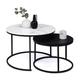 Idmarket - Lot de 2 tables basses gigognes alaska rondes 54/70 effet marbre et noir pieds métal