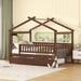 Full Size Wooden House Bed with Twin Size Trundle