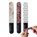 3 Pack Crystal Glass Nail File with Case Nail Shine Buffers Polisher for Manicure Nail Care Fingernail File - Yellow flowers + black and white dots + leopard print