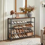 Shoe Rack Organizer, with 2 Drawers and 4 Shelves, Industrial, Holds up to 14 Pairs of Shoes-Rustic Brown and Black