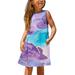 ZCFZJW Little Girls Dress Short Sleeve Toddler Summer Sundress Cute Marble Pattern Print Sleeveless Crewneck Pullover Tank Dress Trendy A-Line Short Mini Dress Purple 5-6 Years