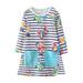 ZRBYWB Girls Dress Toddler s Long Sleeve Dress Butterflies Stripes Cartoon Appliques Print A Line Flared Skater Dress Cotton Dress Outfit Summer Clothes