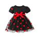 ZRBYWB Toddler Girl Summer Crew Neck Short Sleeve Black Background Red Heart Print Dress Princess Dress Summer Clothes